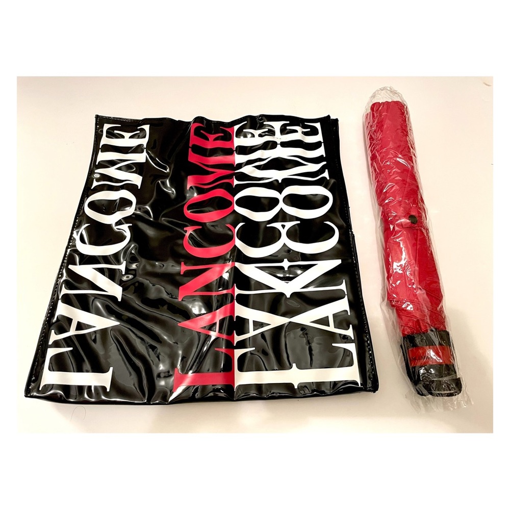 Lancôme Black Tote Bag + Red Umbrella Set